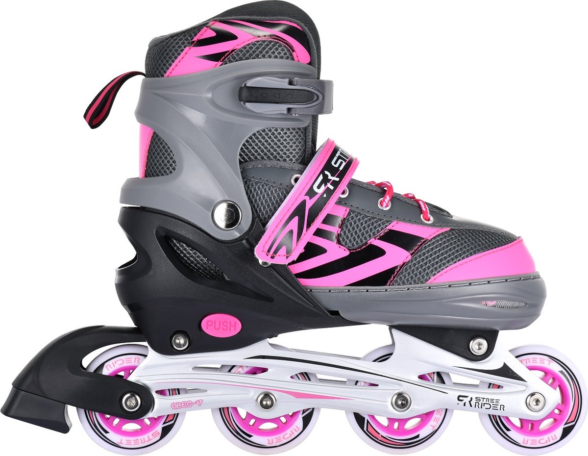 Street Rider inlineskates junior aluminium roze grijs mt 29-32