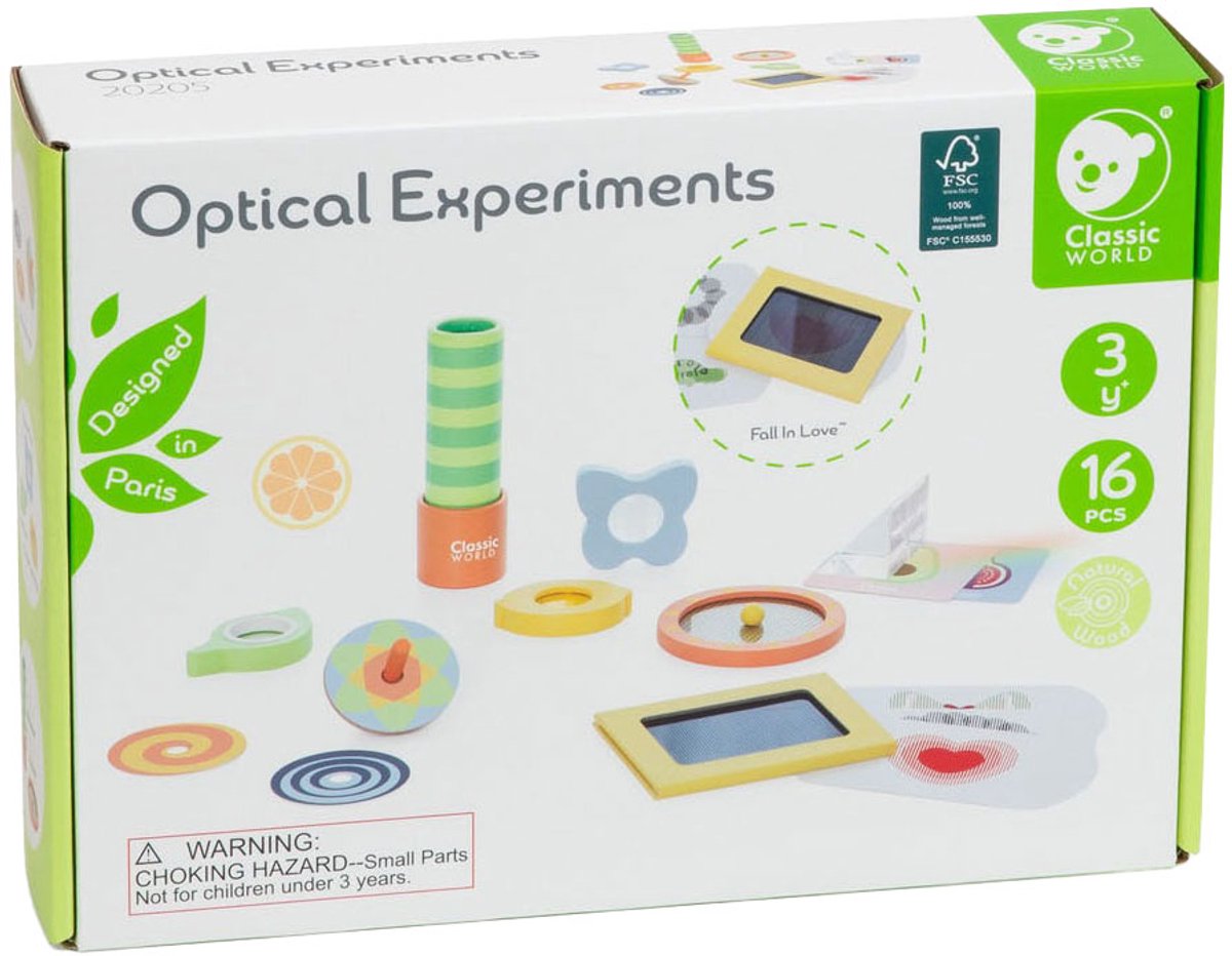 Lobbes Speelgoed BV Classic world optische experimenten houten speelset, 16dlg.