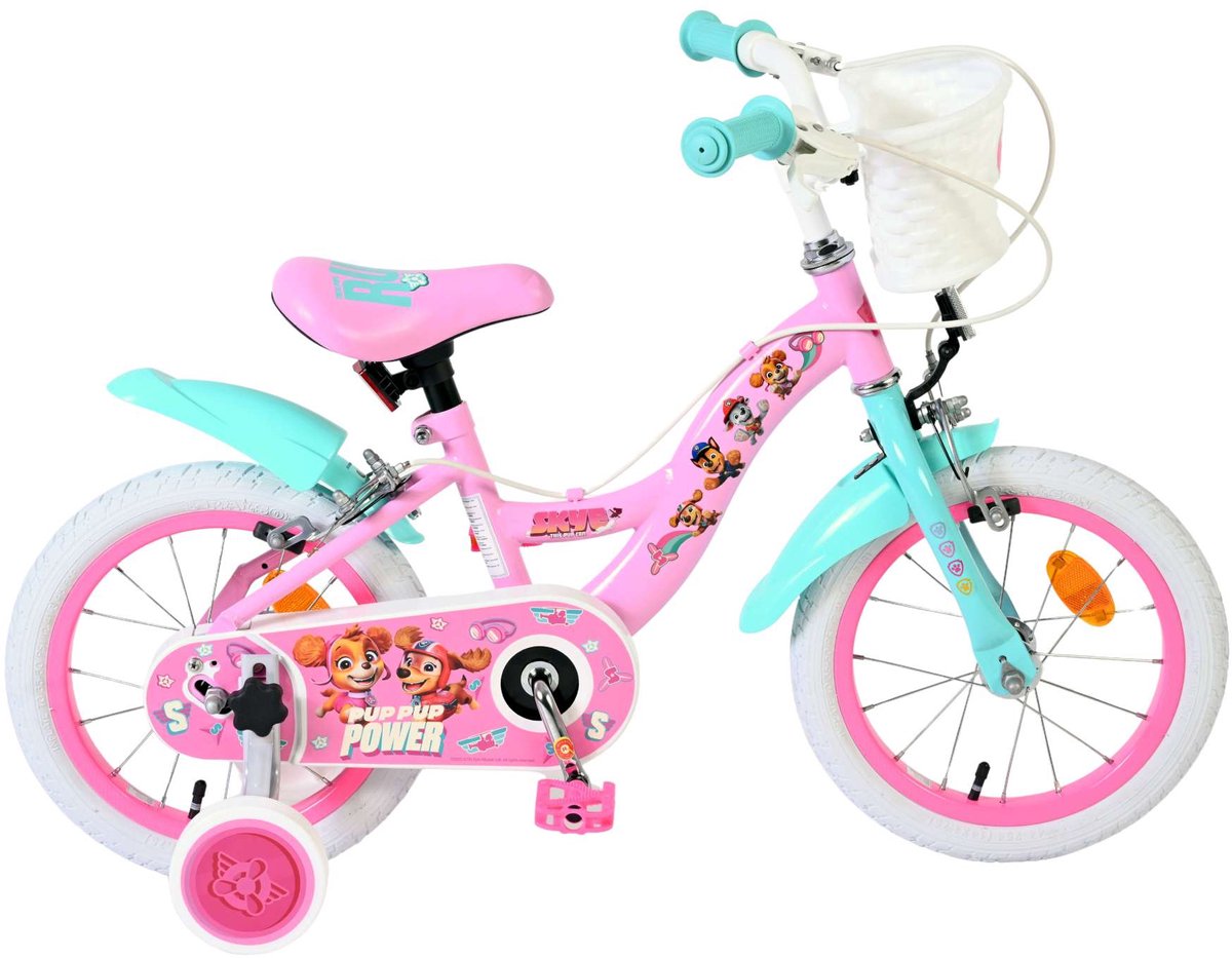 Volare Paw patrol kinderfiets - meisjes - 14 inch - roze - twee handremmen