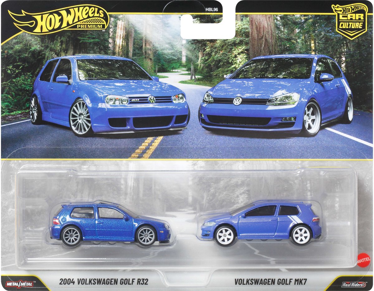 Hot Wheels premium car culture set van 2 - 2004 volkswagen golf r32 en volkswagen golf mk7
