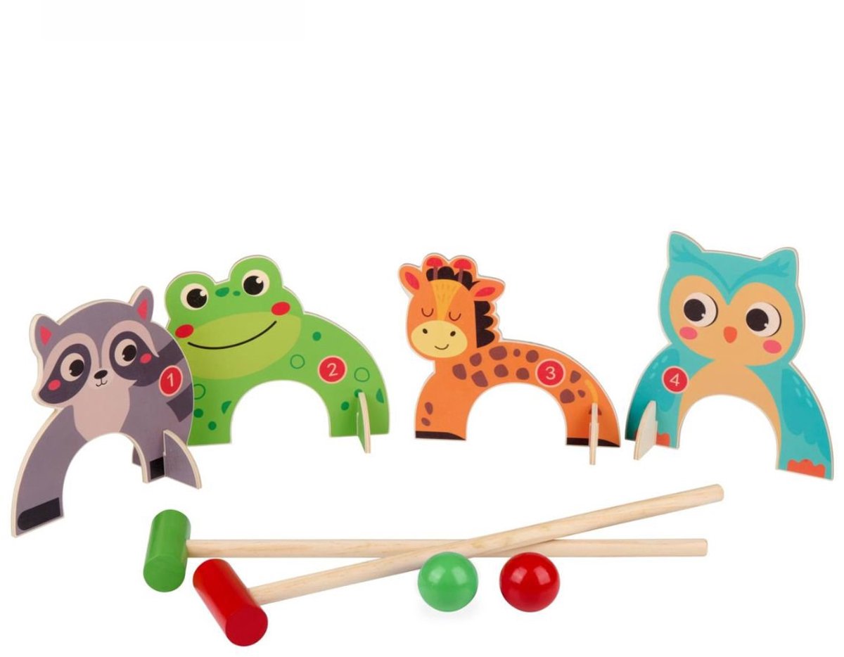 Eddy Toys Houten croquetspel dieren, 8dlg.