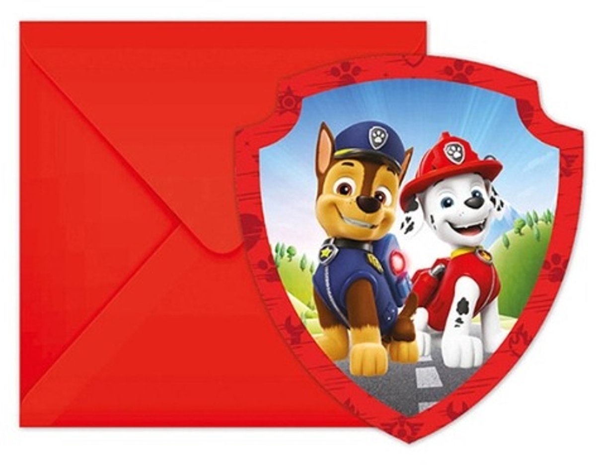 Merkloos Sans Marque Uitnodigingen paw patrol - 6 stuks - daily style