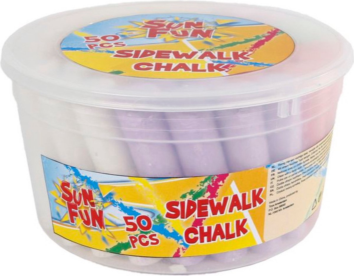 Seizoen Stoepkrijt sun fun 105x25mm 8x6 kleuren in emmer