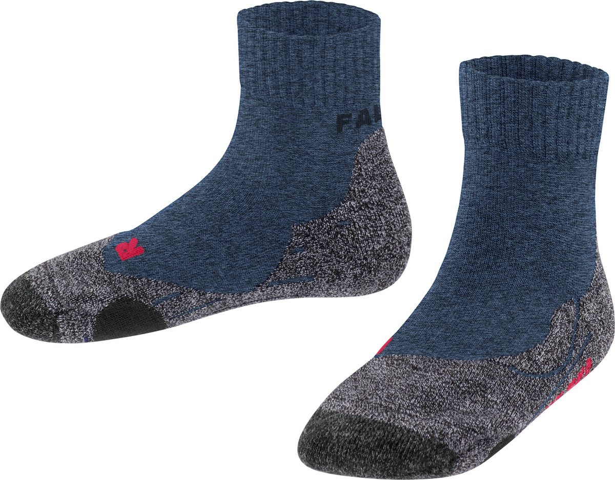 FALKE tk2 short anti-blaar dik wol functioneel materiaal wandelsokken kinderen blauw - maat 35-38