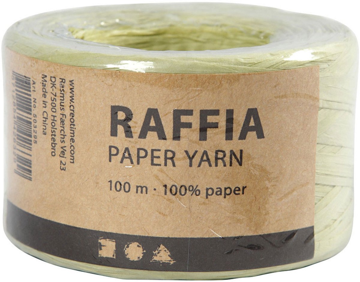 Creativ Company Papier raffia garen lichtgroen, 100m