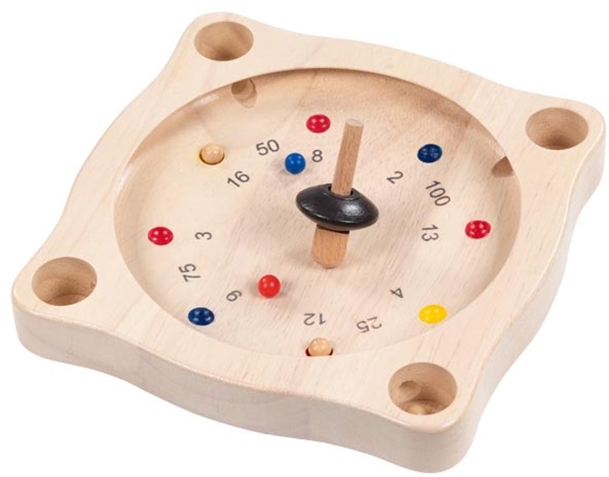 Goki Roulette vierkant 22x22cm, rubberboomhout, 6+