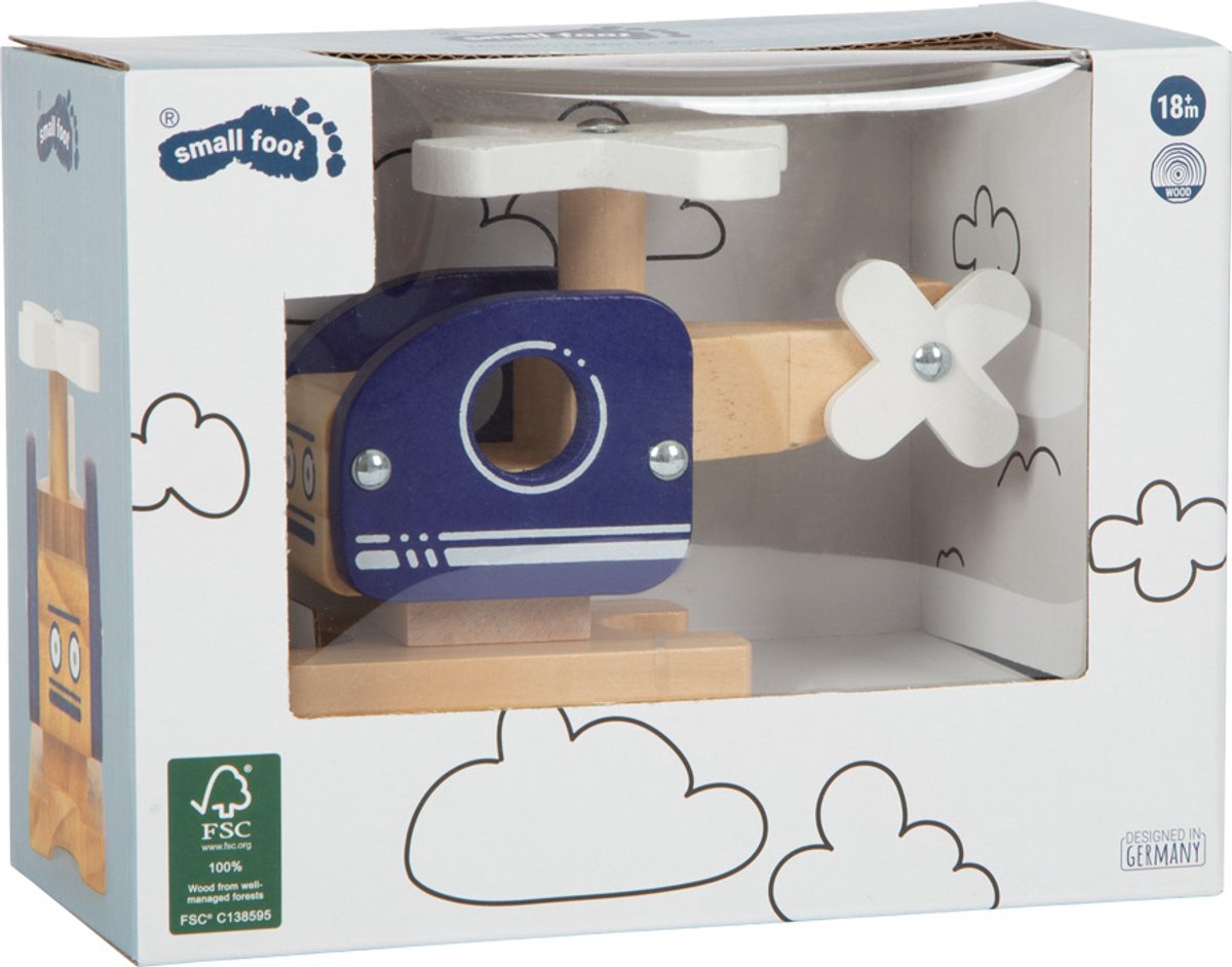 Small Foot - houten helikopter blauw