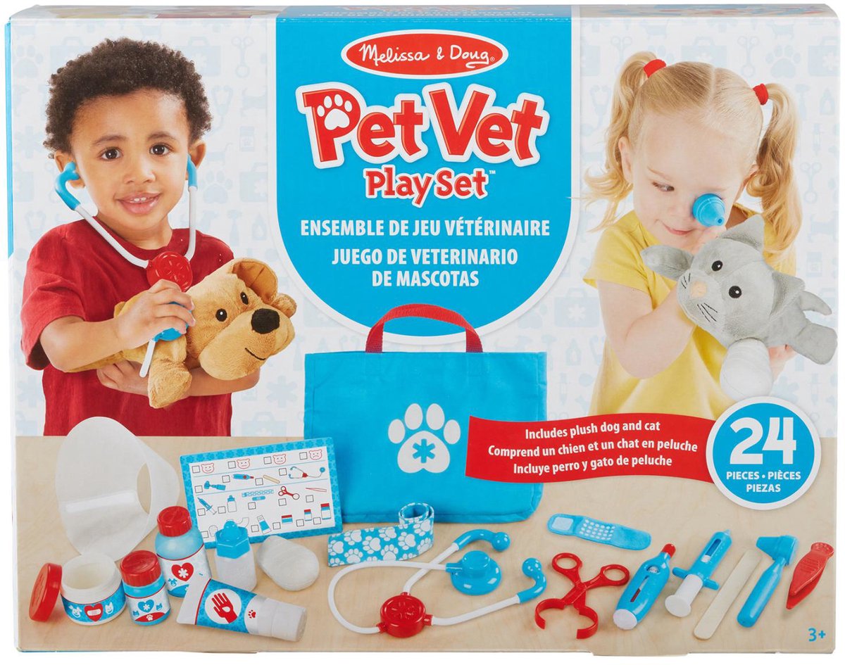 Melissa Doug - dierenarts speelset - 24-delig - inclulsief opbergtas