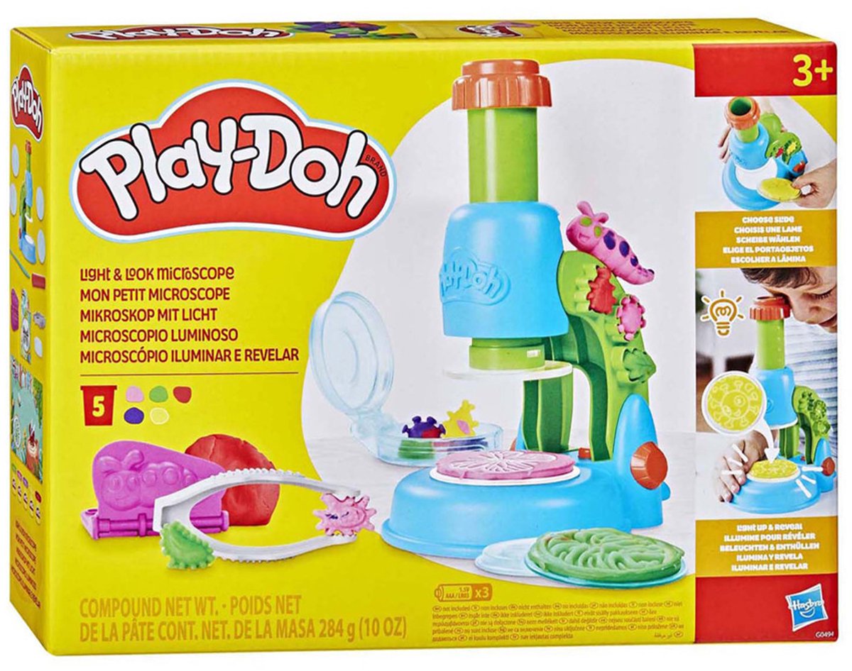 Play-Doh microscoop met licht speelset - boetseerklei - 5 potjes - knutselen voor kinderen
