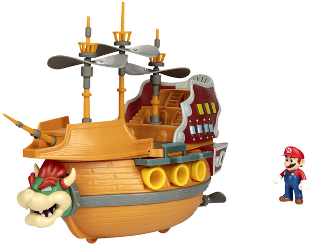 Jakks Super mario deluxe bowser's luchtschipspeelset met mario-actiefiguur