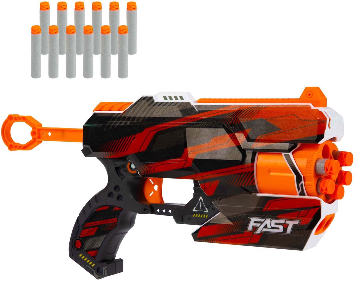 Toi-Toys Foam strikex afschietpistool six-shot cyclone met 12 foampijlen