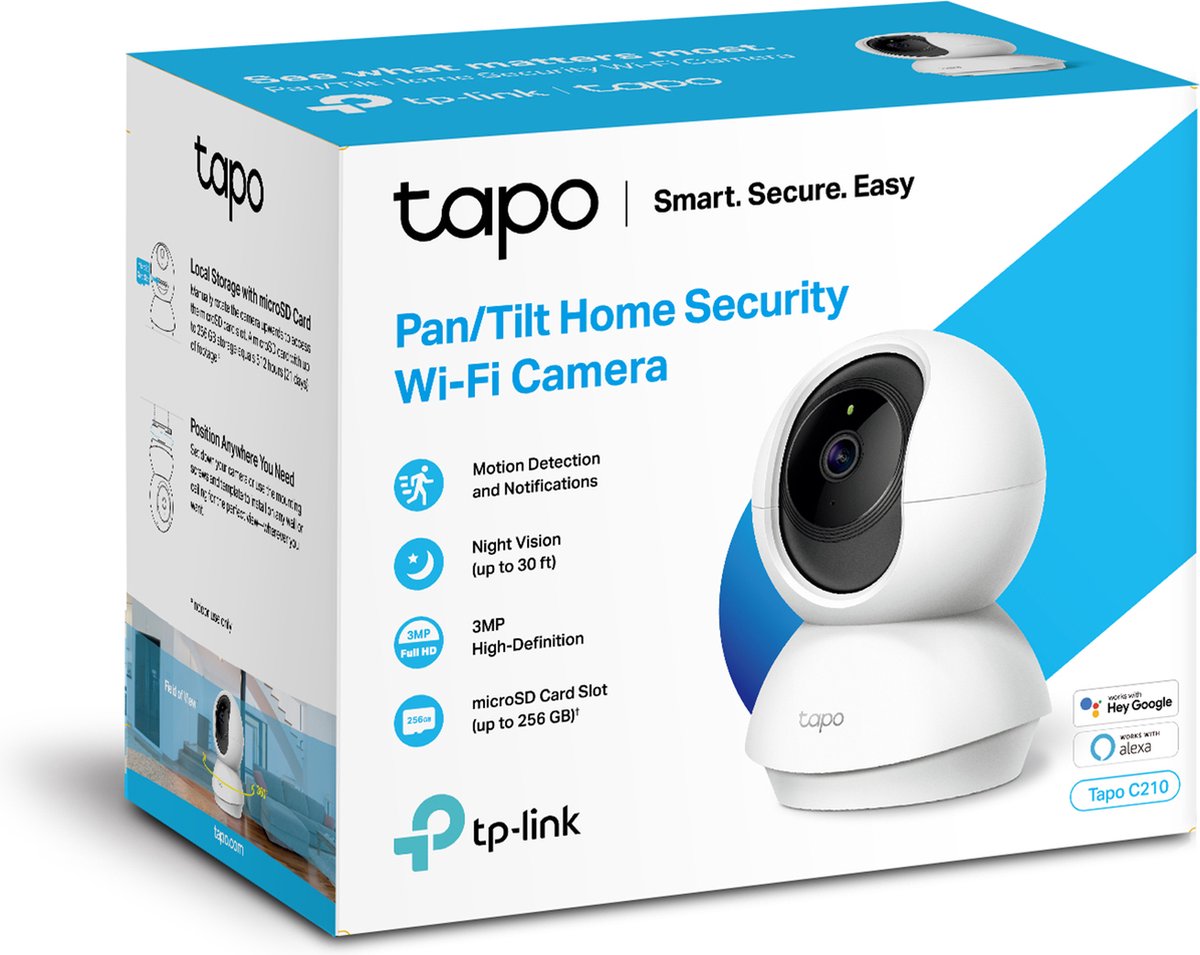 TP-Link Tapo c210 beveiligingscamera binnen - 3mp - pan tilt - wifi camera