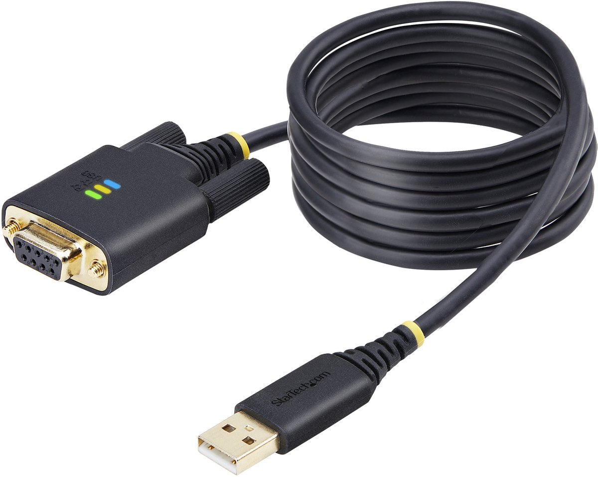 Bosch Startech 2m usb naar null modem seriële adapter kabel, com retention, ftdi, usb-a naar rs232, led indicators, verwisselbare db9 schroeven moeren
