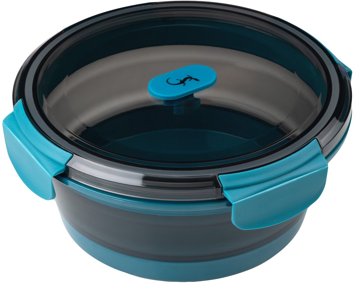 Lurch up down vouwbare lunchbox rond uit silicone pp petrol 800ml