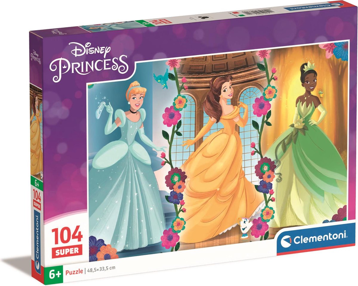 Clementoni legpuzzel super color disney princess, 104st.