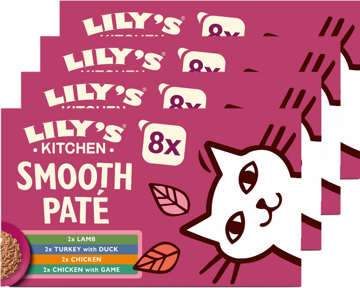 Lily's Kitchen - kattenvoer - natvoer - lam, kip, kalkoen eend en kip wild - 4 x 8x85g