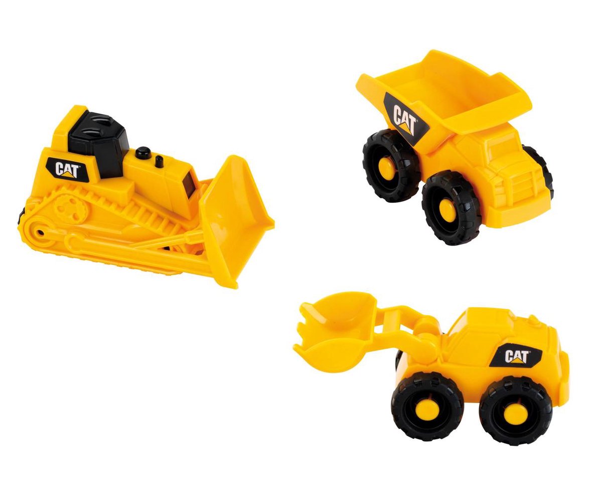 Klein Toys cat bouwvoertuigen set - kiepvrachtwagen, bulldozer en schepmachine - geel zwart
