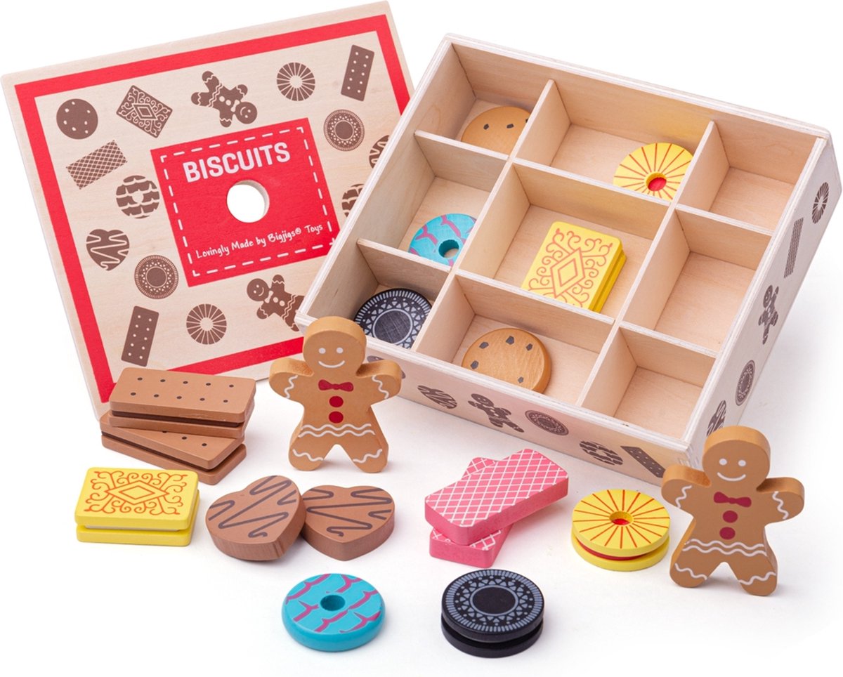 Bigjigs Toys - houten box met koekjes