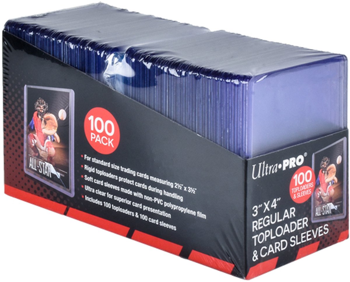 Ultrapro Ultra pro - toploader - toploaders - 3 x 4 (100) clear regular card sleeves (100) - tcg - trading card game - up