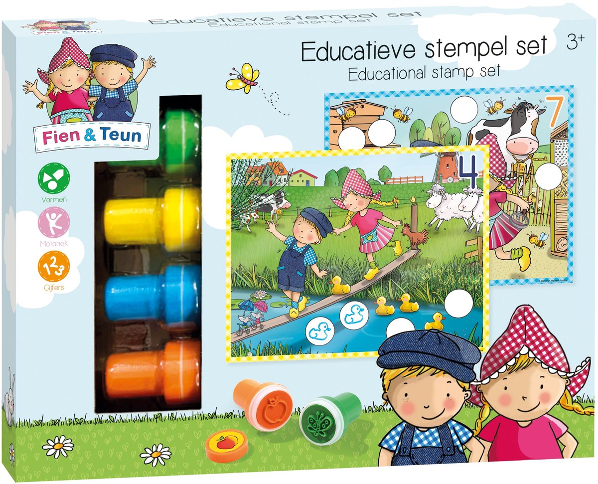 Bambolino Fien teun creatieve stempelset, stempels en gekleurde kaarten - creatief, educatief speelgoed - boerderij speelgoed - vanaf 3 jaar - toys