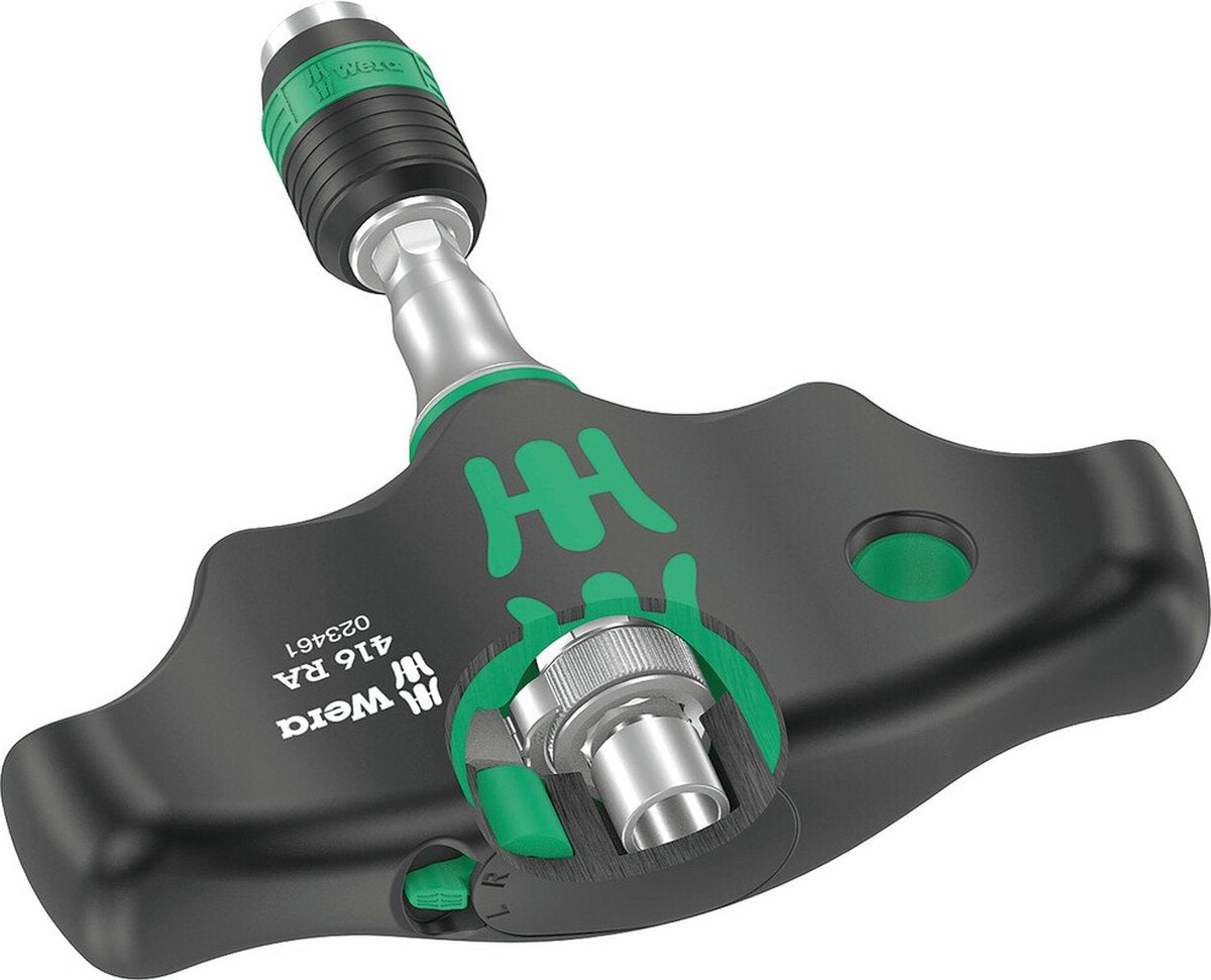 Wera 416 ra schroevendraaier met t-greep, ratelfunctie en rapidaptor snelwisselfunctie (1 4) 45mm - 05023461001