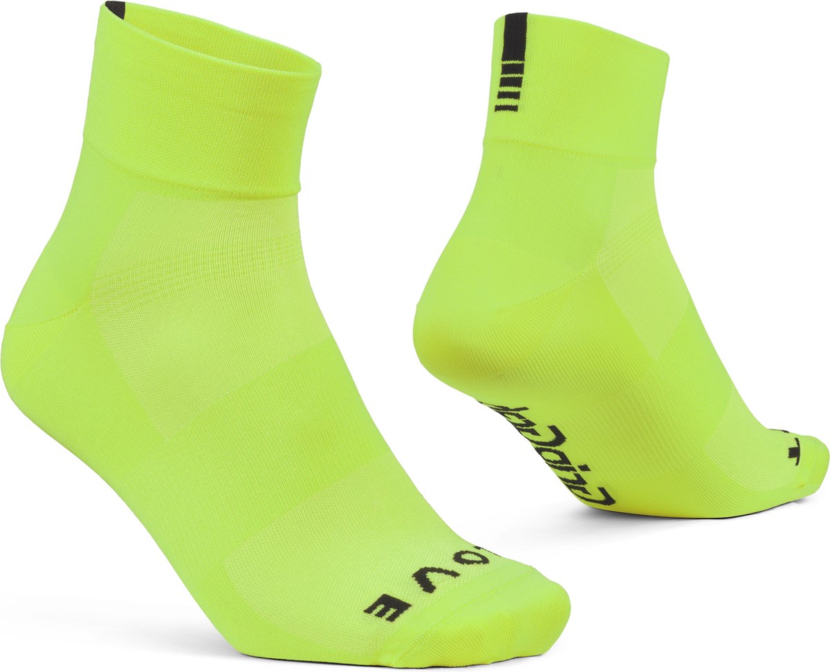 GripGrab - lightweight sl korte performance zomer fietssokken 1 paar coolmax wielersport sokken low cut - geel hi-vis - unisex - maat s (38-41)