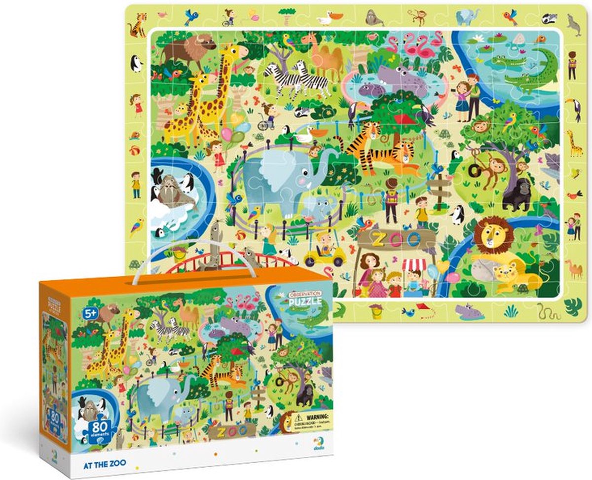 Dodo Toys puzzel dieren - 80 stukjes voor kinderen vanaf 4 jaar - 31x45 cm