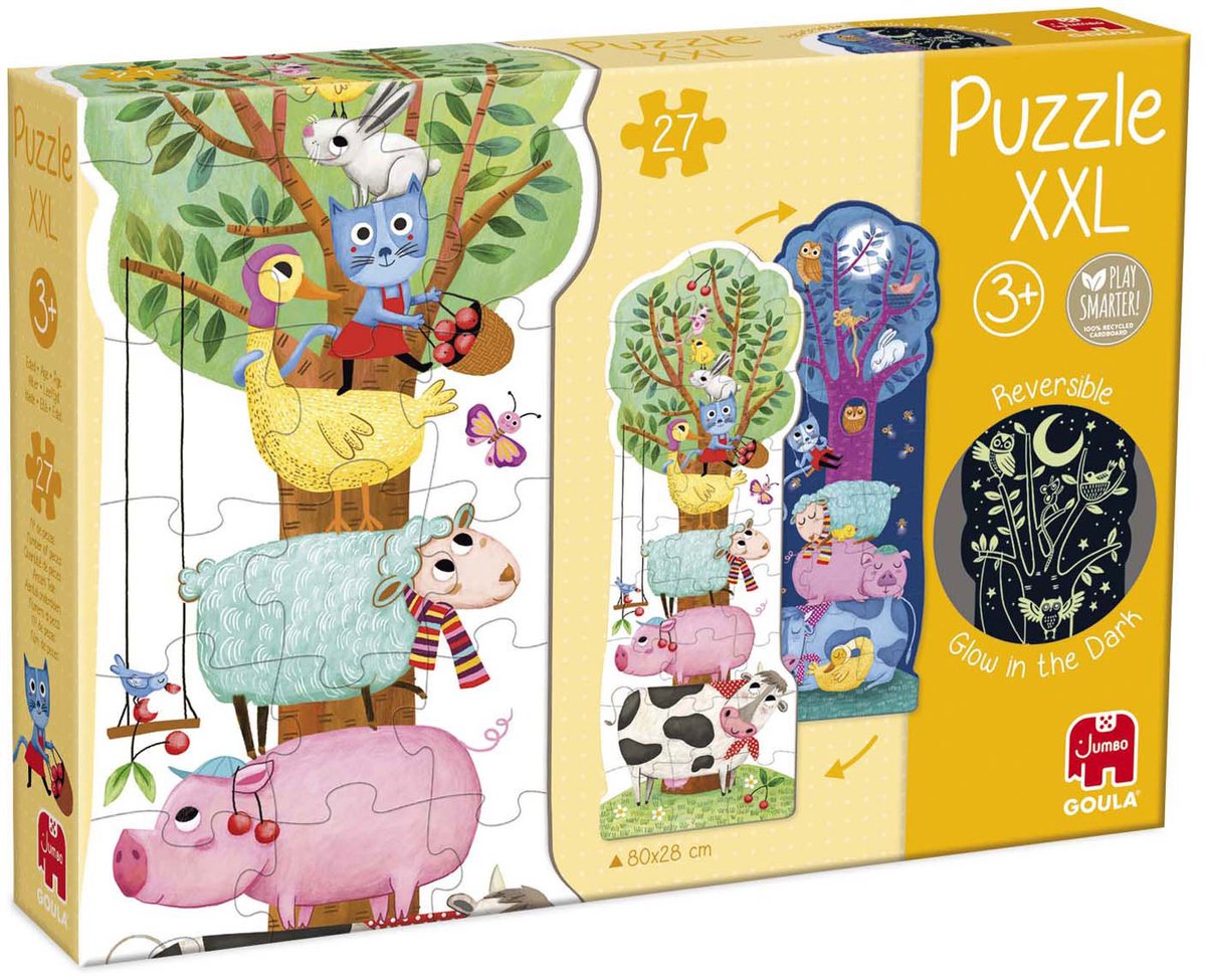 Goula Jumbo omkeerbare puzzel xxl boerderij dag en nacht, 27st.