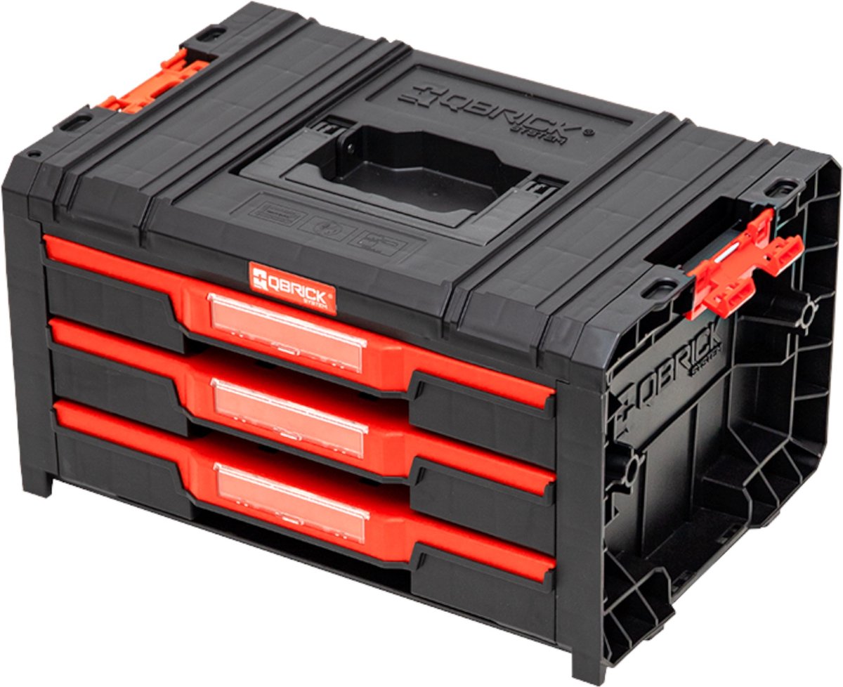 QBRICK system pro - gereedschapskoffer - drie lades - metalen geleiders - ergonomische handgreep