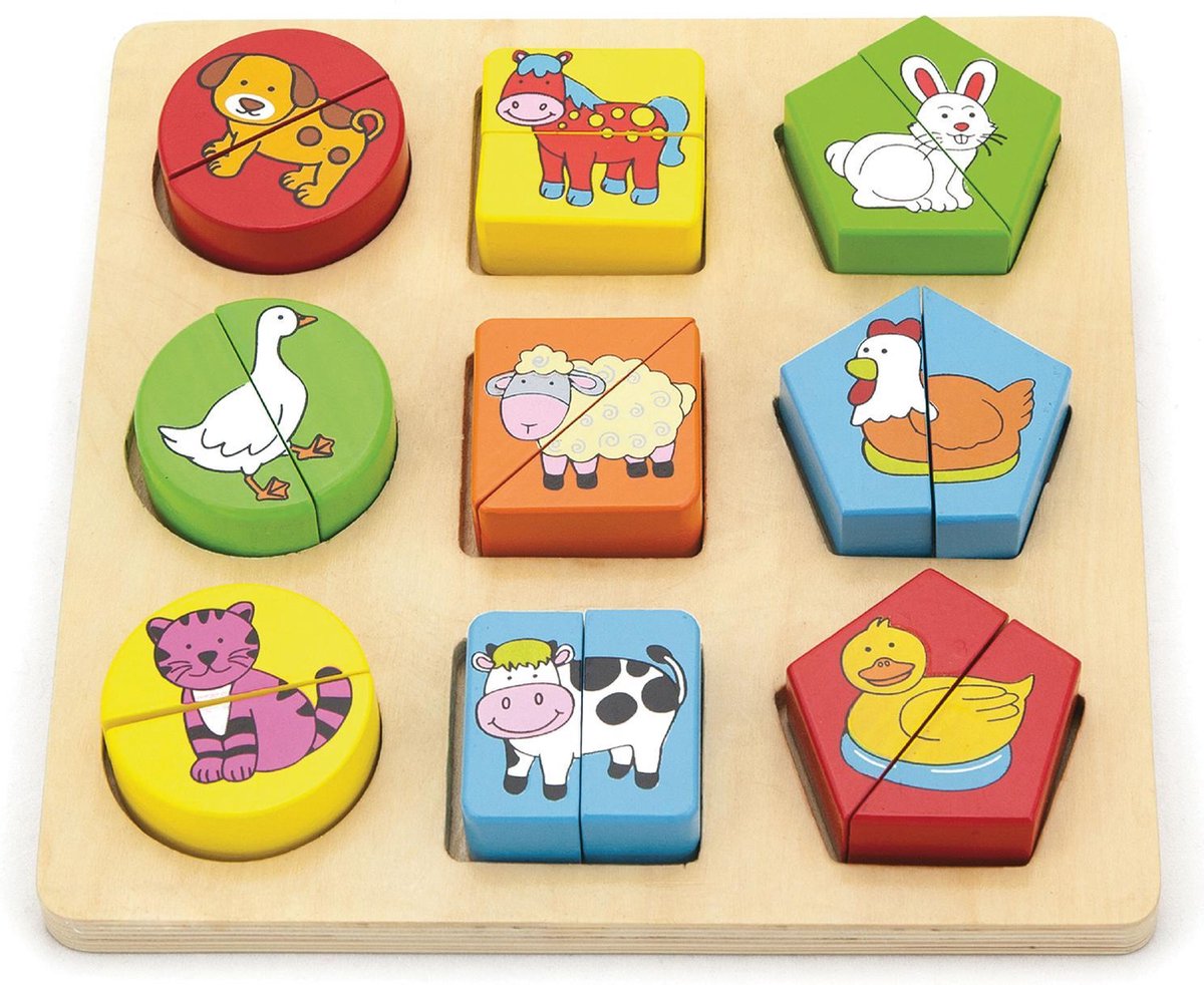 Vigatoys Viga toys - boerderijpuzzel met geometrische vormen
