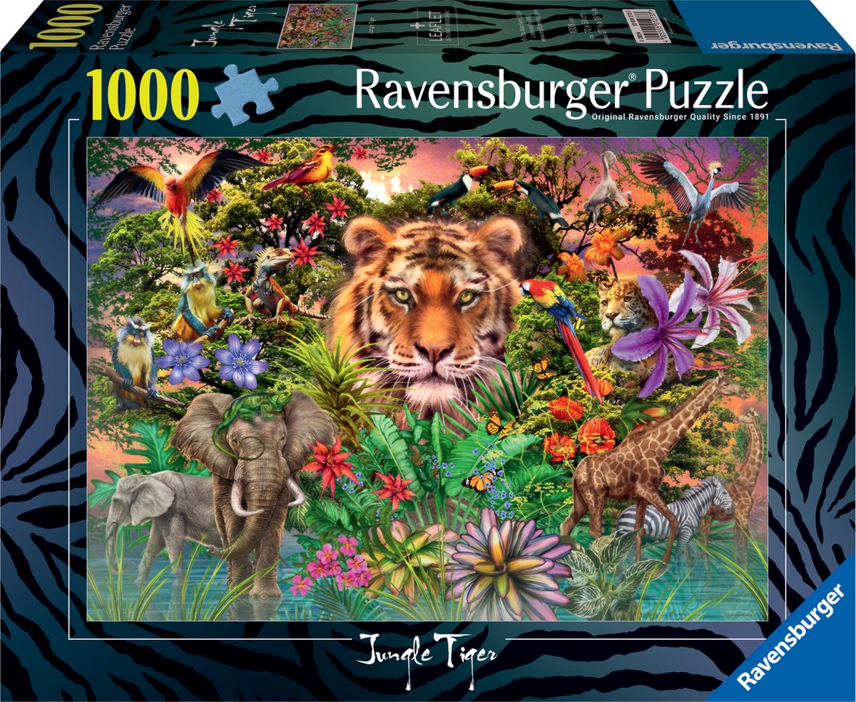 Merkloos Sans Marque Ravensburger | puzzel | jungle tiger | 1000 stukjes