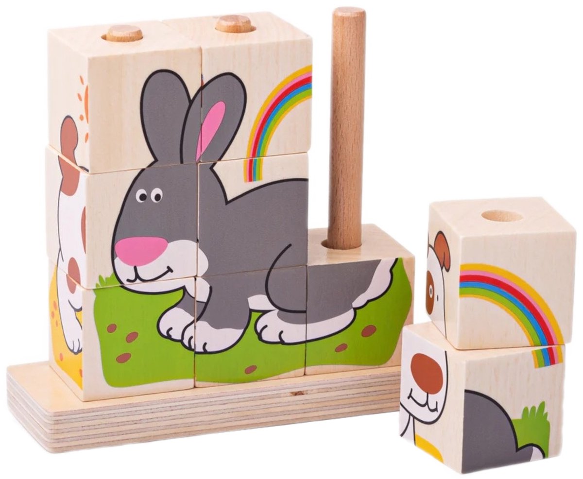 BIGJIGS stapelblokken huisdieren.