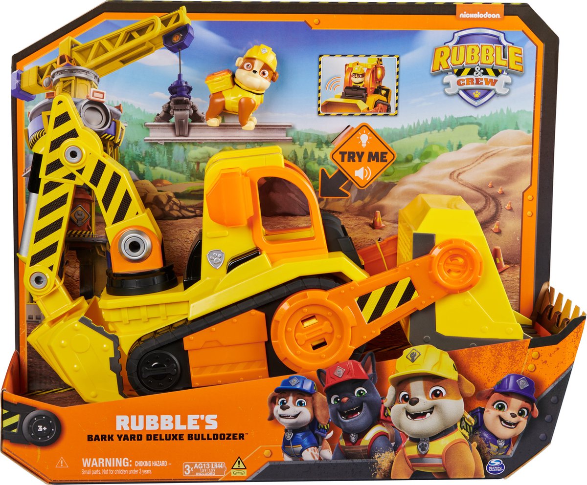 Rubble Crew - blafwerf bulldozer met lichten, geluiden en rubble-figuurtje - bouwspeelgoed - paw patrol speelgoed