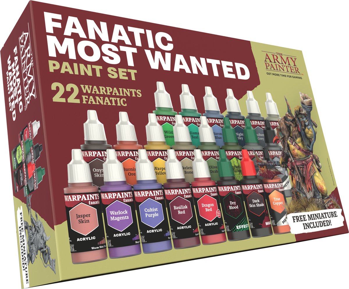 The Army Painter , warpaints fanatic most wanted 22 x 18 ml acrylverf, miniatuur hobby schilderen, kwaliteitsverf voor miniatuur wargaming