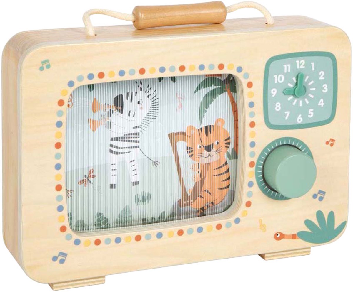 Small Foot - houten televisie muziekdoos safari fsc