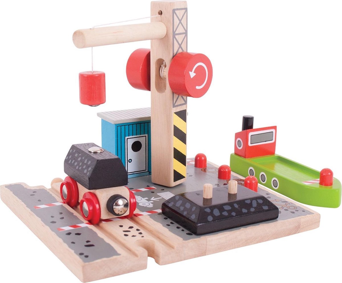 BIGJIGS houten treinrails - haven kolen laadstation