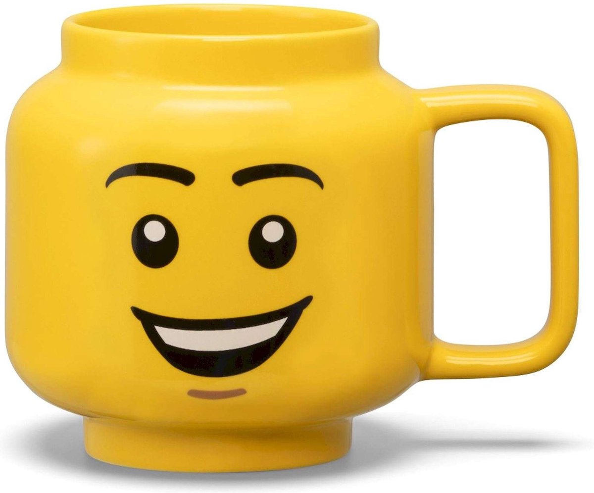 LEGO - keramische mok hoofd happy boy 530 ml - aardewerk - geel