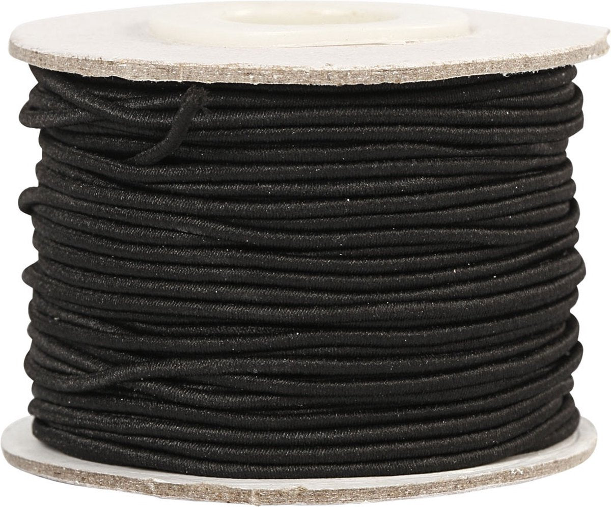 Creativ Company Elastiek dikte 1mm zwart, 25m