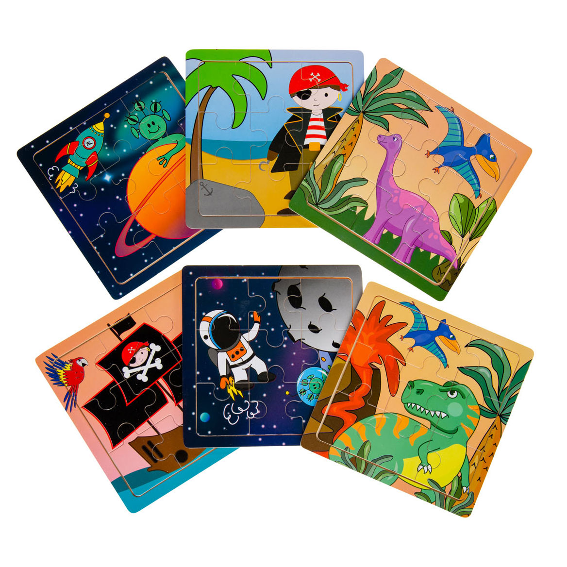 Duckiez Houten puzzel (ruimte, piraat of dinosaurus)