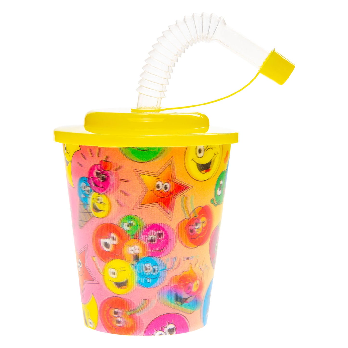 Duckiez Beker met deksel en rietje lachgezicht, 12st.