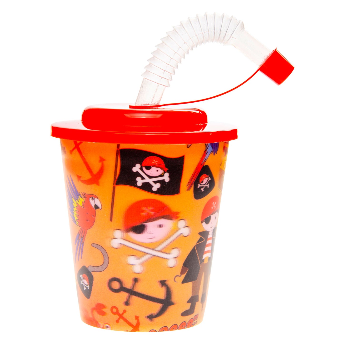 Duckiez Beker met deksel en rietje piraat, 12st.