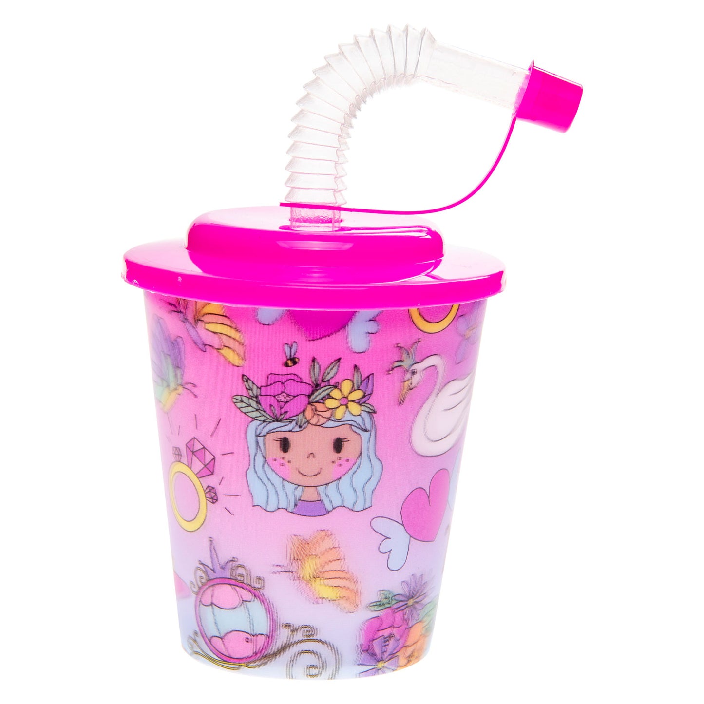 Duckiez Beker met deksel en rietje prinses, 12st.