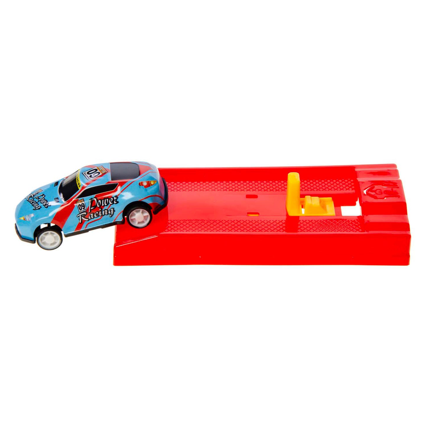 Duckiez Metalen auto met afschiet racebaan