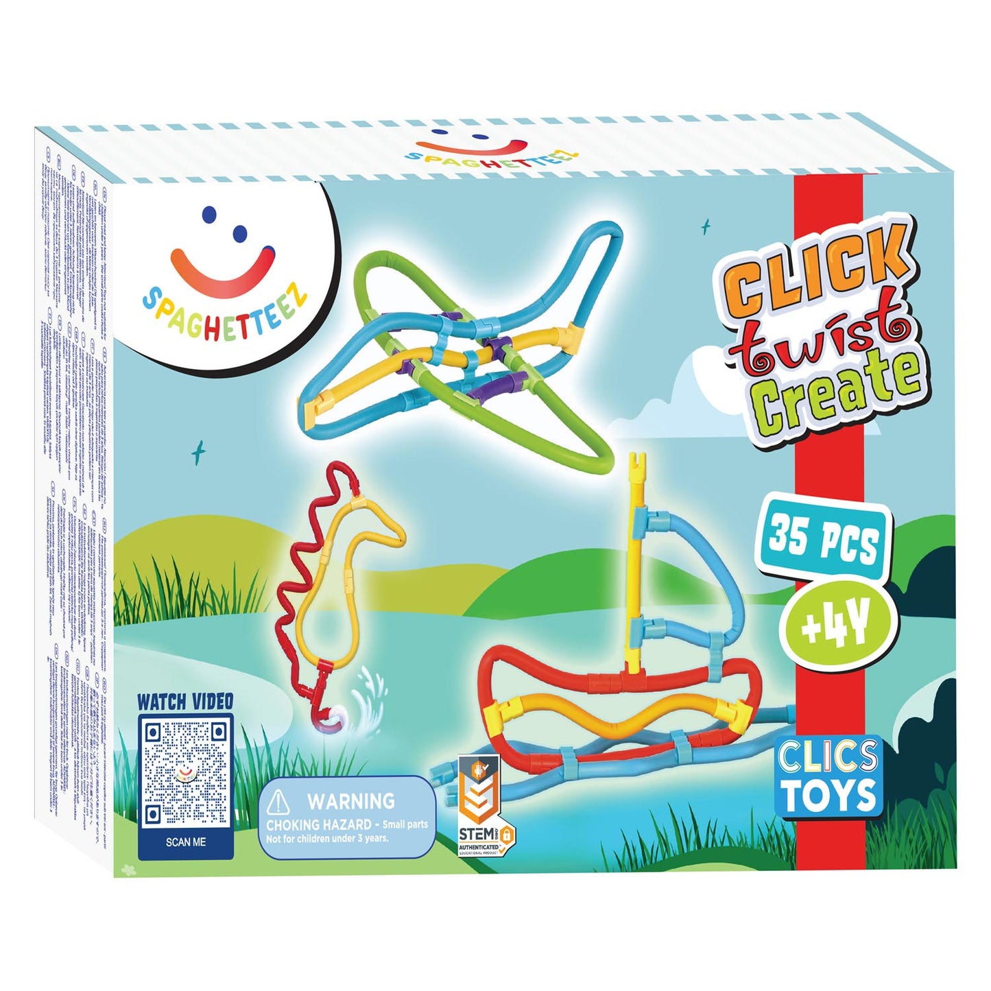 Spaghetteez 3d art flexibele bouwstaafjes, 35dlg.