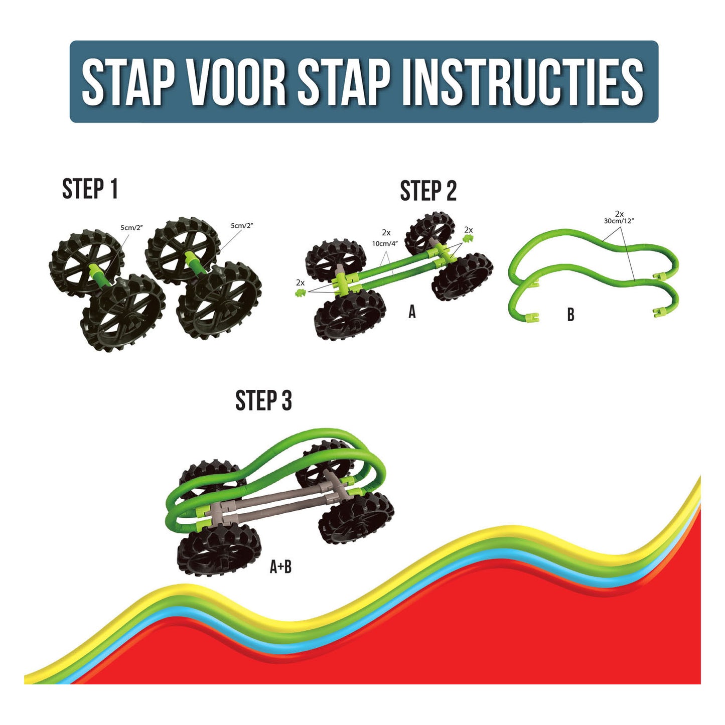 Clics Spaghetteez bendy buggy flexibele bouwstaafjes, 34dlg.