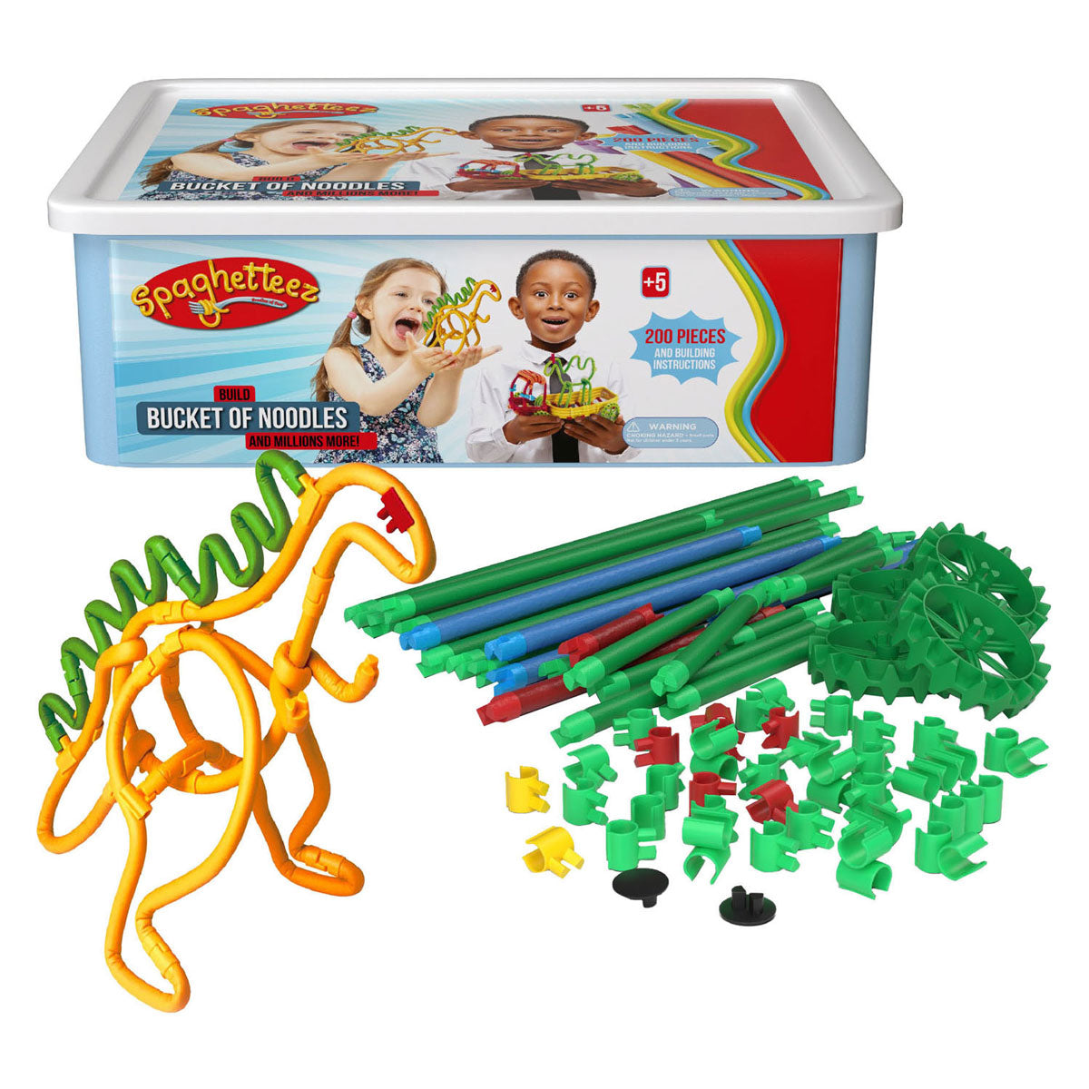 Clics Spaghetteez flexibele bouwstaafjes in opbergbox, 200dlg.