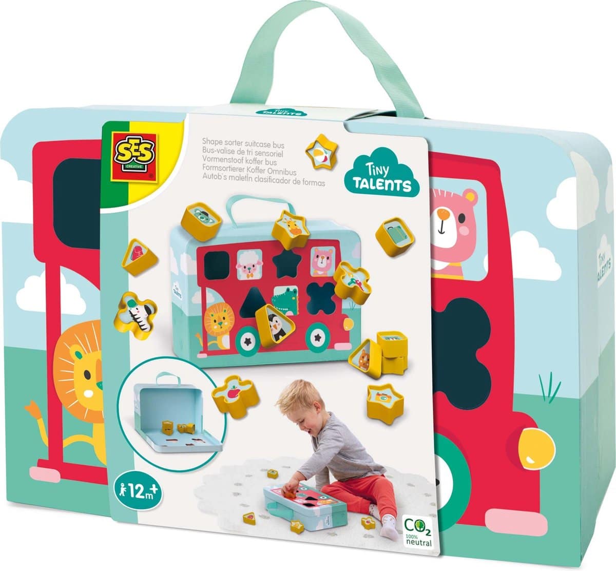 SES tiny talents - vormenstoof koffer bus met 12 vormen