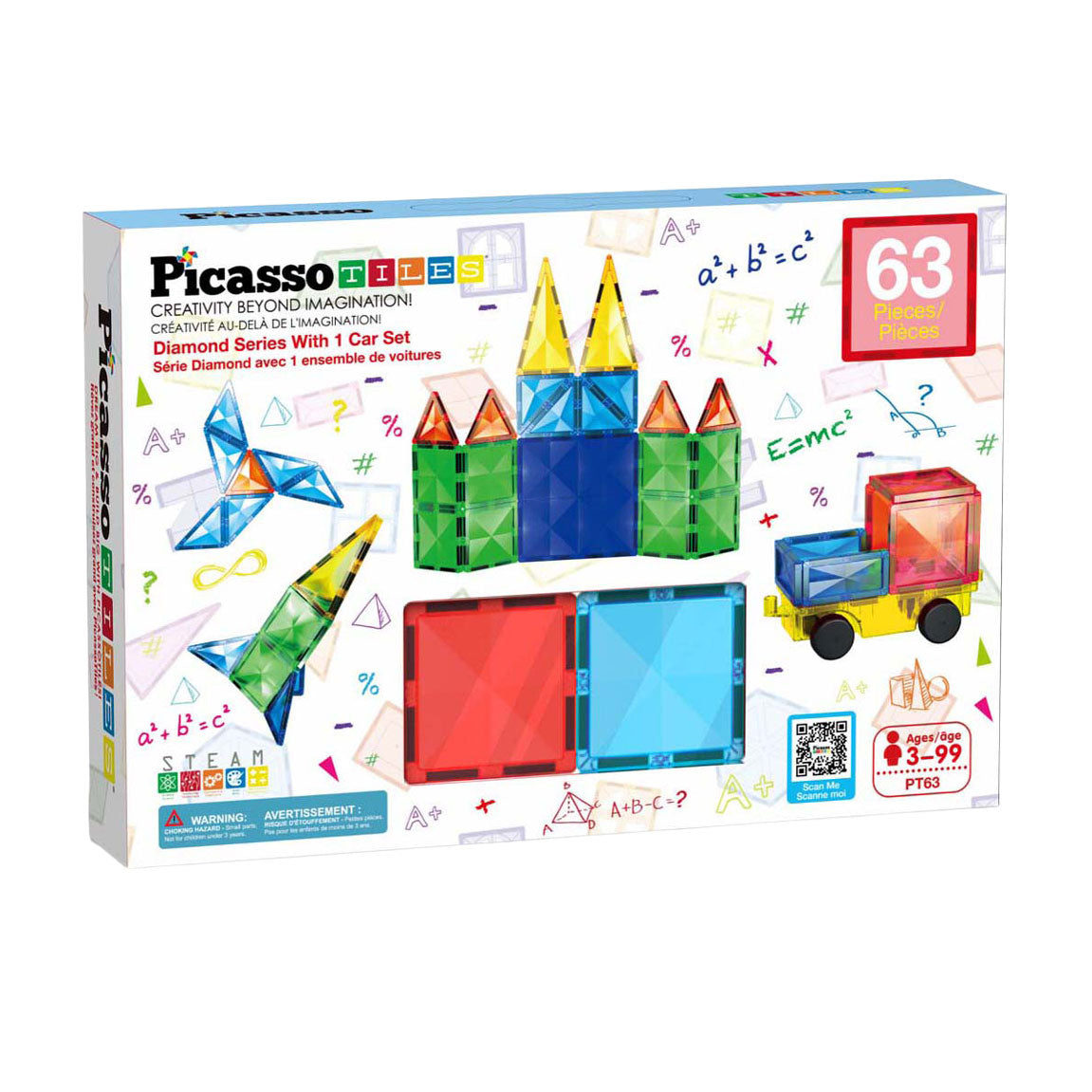 Selecta Picassotiles diamond series - magnetische bouwtegels - 63dlg.