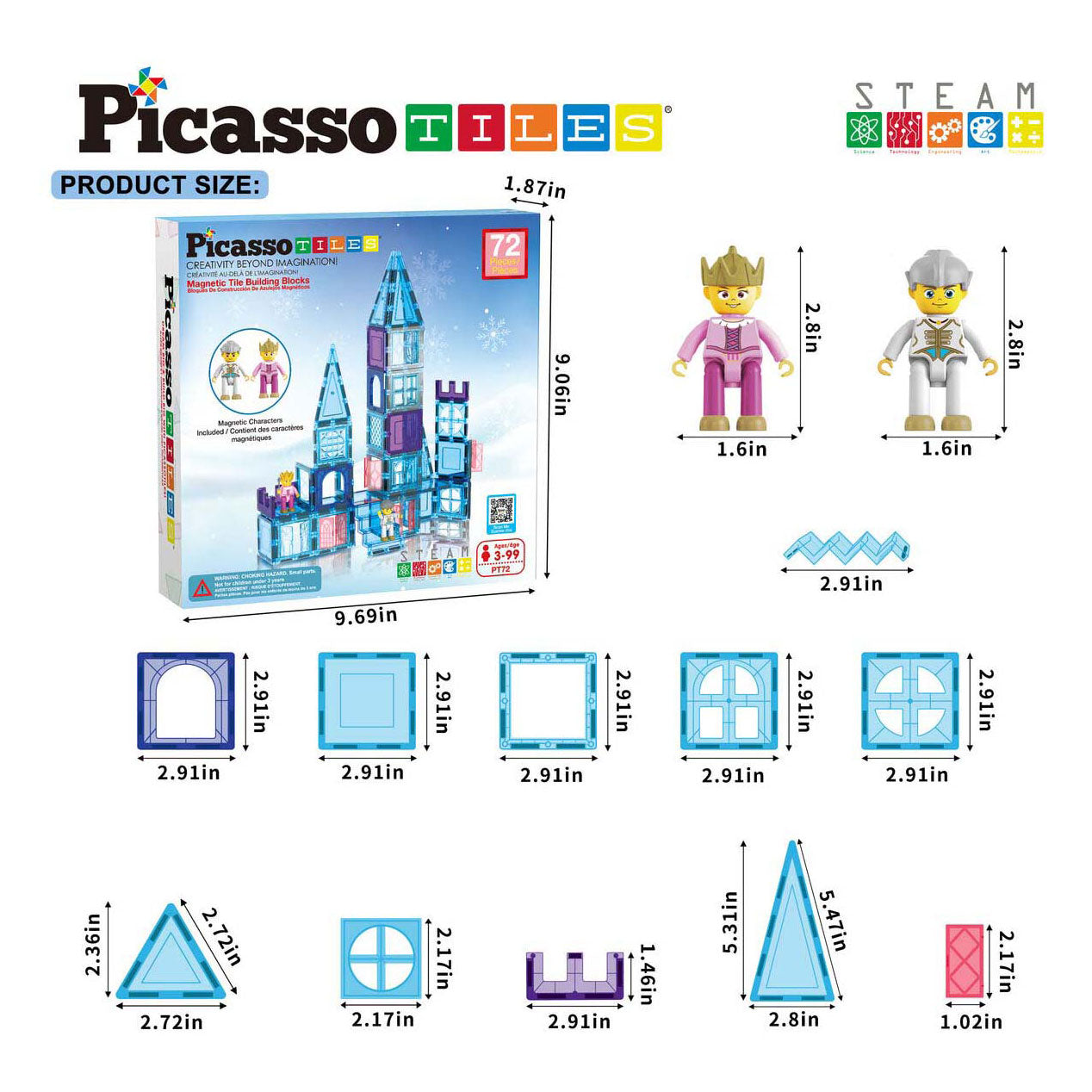 Selecta Picassotiles winter theme - magnetische bouwtegels, 72dlg.
