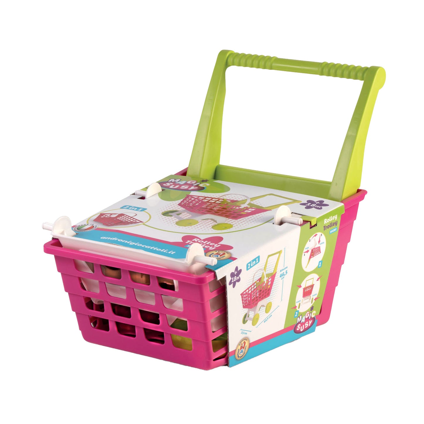 Androni Winkelwagen roze groen